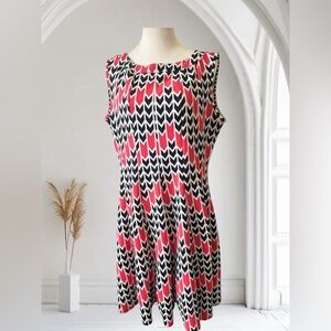 Haani Black and Red Sheath Dress Crew Neck Midi